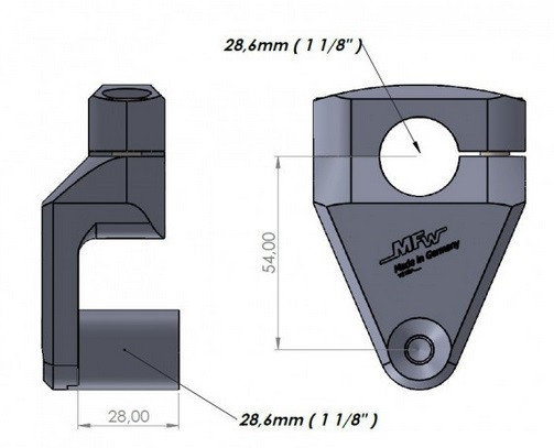 Vario-Riser 2 Lenker Ø 28,6mm auf Ø 28,6mm 54mm hoch 1 1/8" sand silber